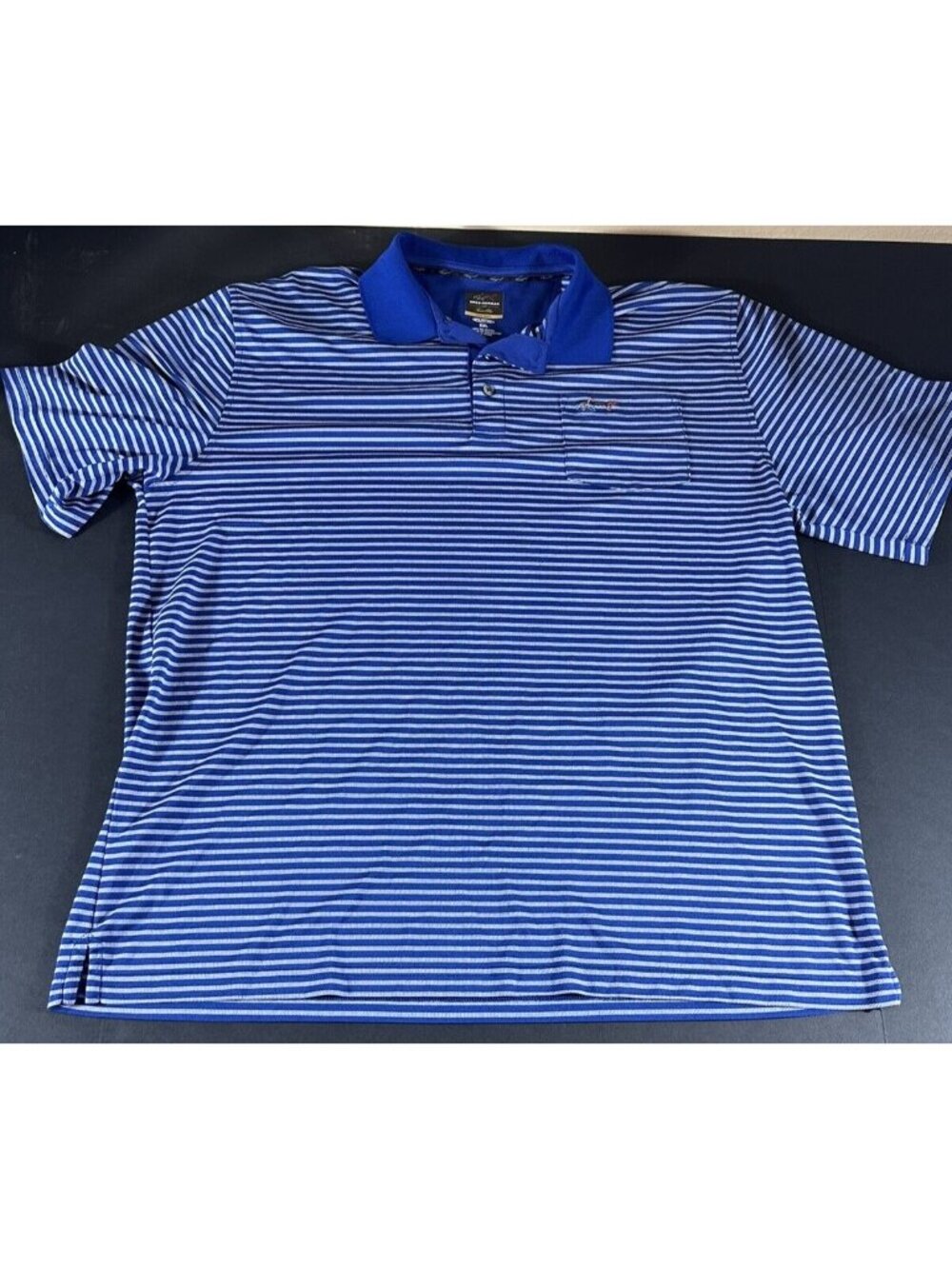 Greg Norman Mens Polo Shirt XXL Blue White Striped PlayDry Pullover 2XL